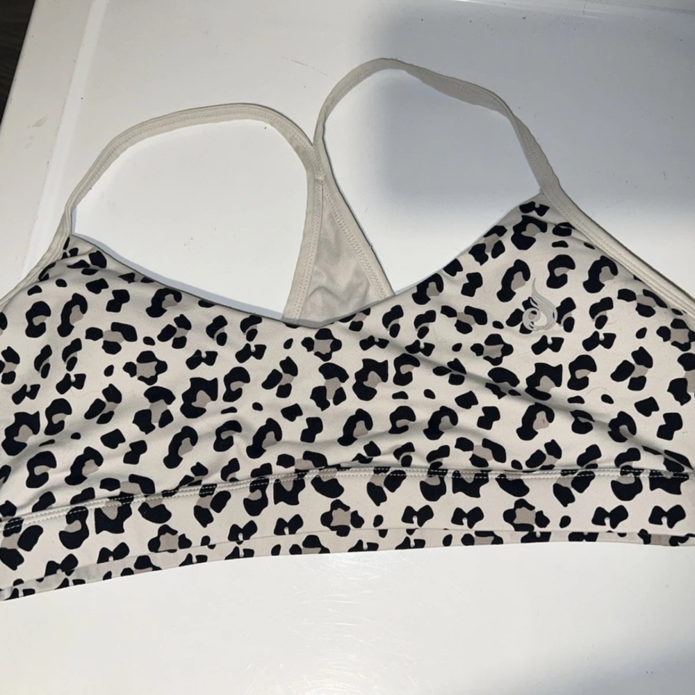 Ryderwear Black and White Leopard Sports Bra